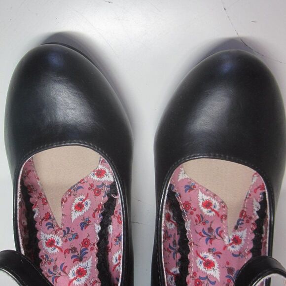 Bettie Page Shoes by Ellie Women Size 7 Black Leather Mary Jane Strap 3.5" Heels - Picture 15 of 15
